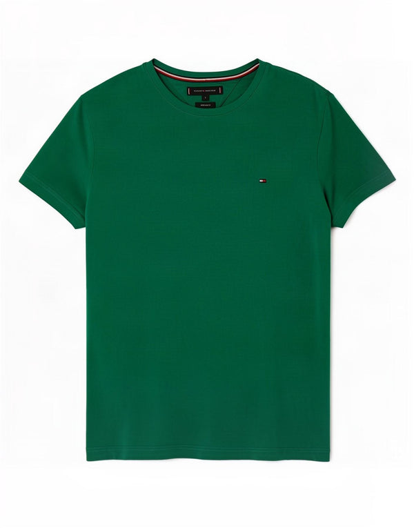 Tommy Hilfiger Uomo Extra Slim T-shirt Top Large Verde Cotone