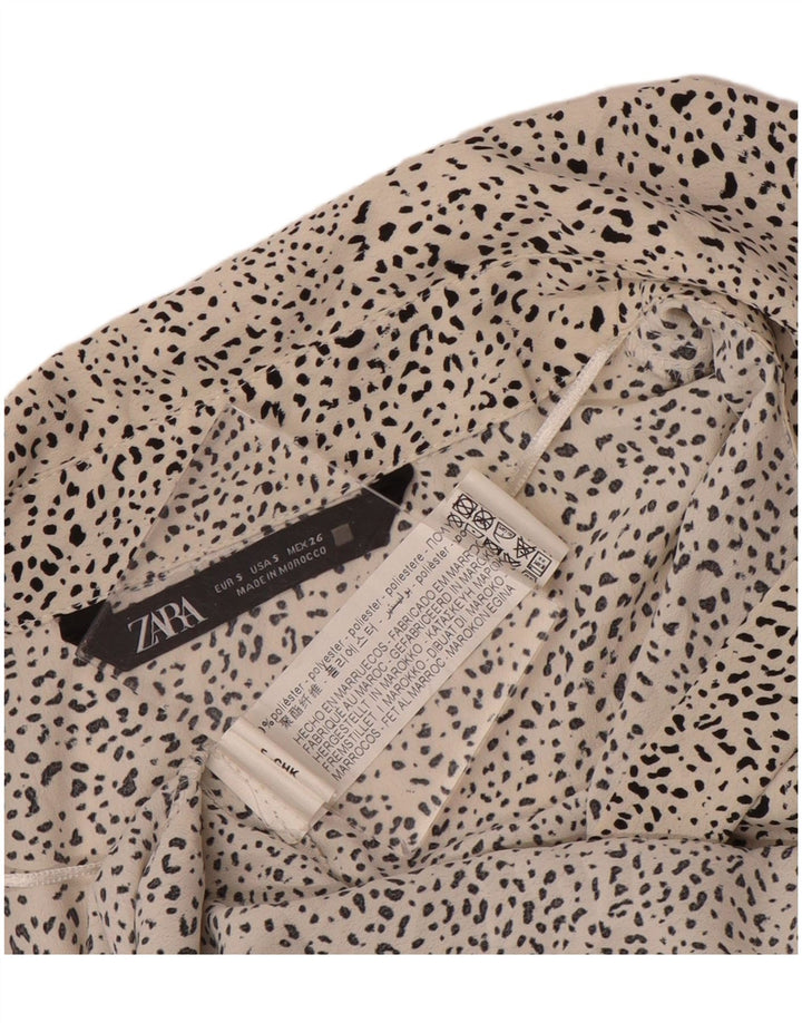 Camicetta oversize da donna Zara UK 10 piccola in poliestere maculato bianco