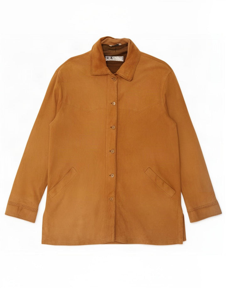 Giacca vintage da donna in pelle scamosciata IT 48 XL in pelle beige