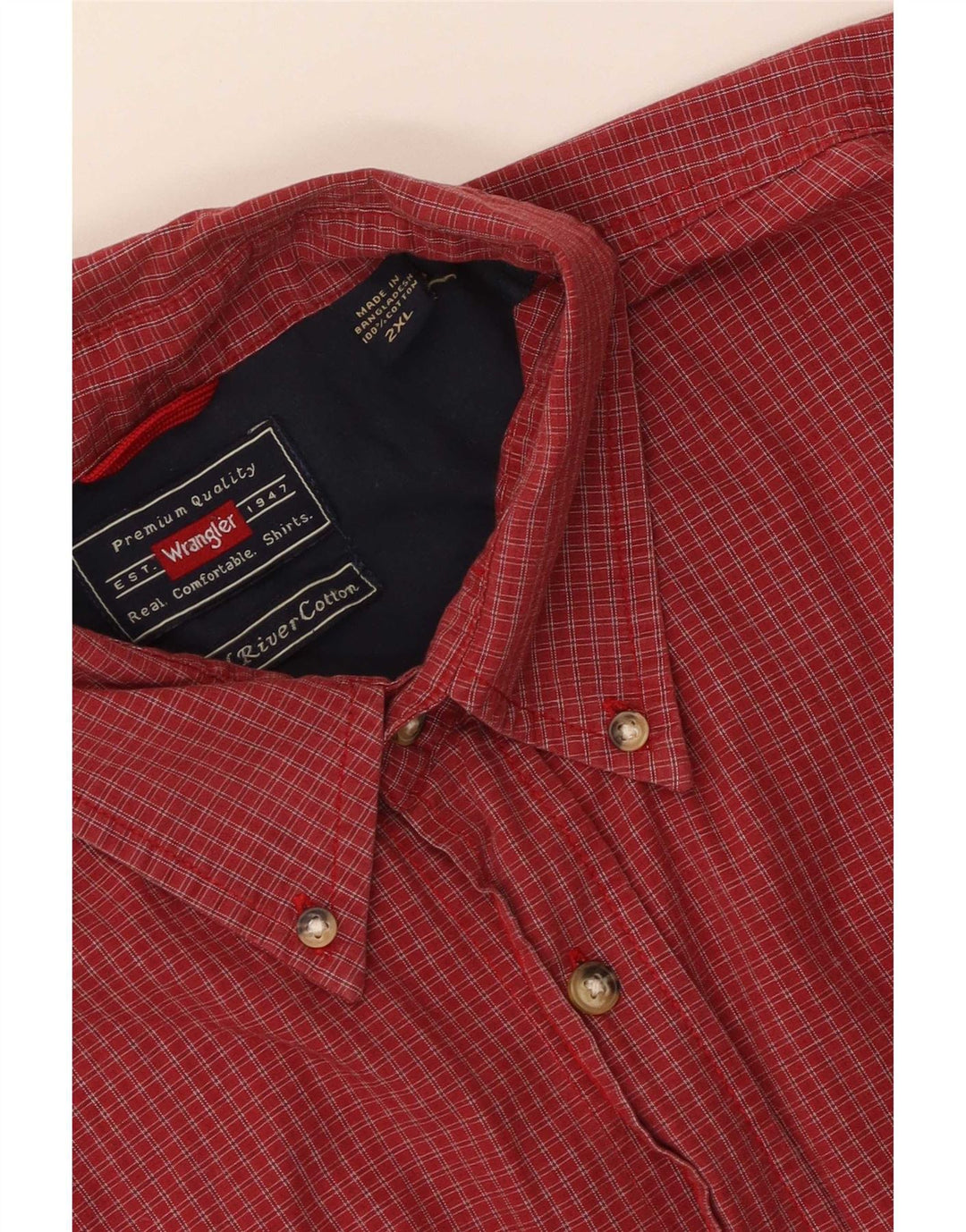 Camicia a maniche corte da uomo Wrangler 2XL in cotone a quadri rossi