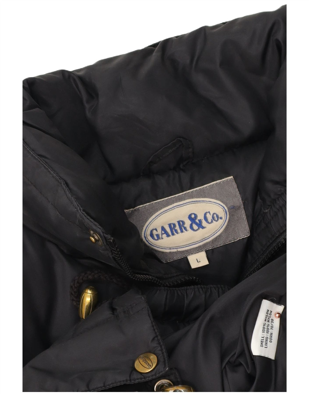 Giacca imbottita con cappuccio da uomo vintage UK 40 grande nylon nero