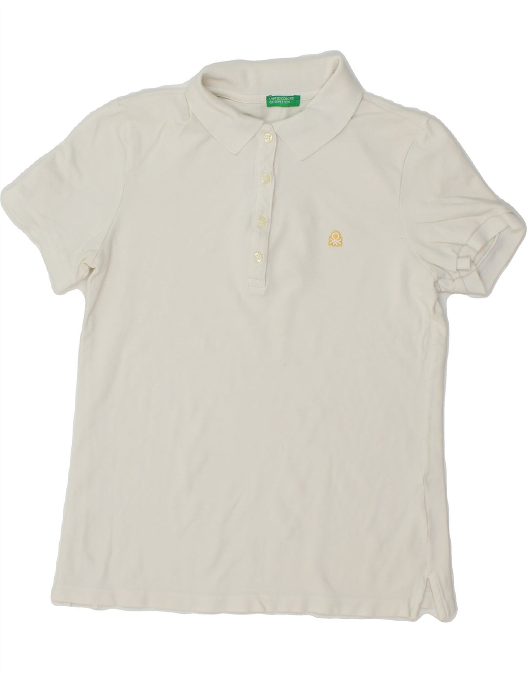 BENETTON Womens Polo Shirt UK 10 Small White Vintage Benetton and Second-Hand Benetton from Messina Hembry 