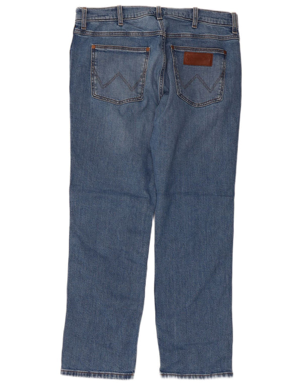 Jeans dritti regolari da uomo Wrangler Greensboro W34 L30 cotone blu