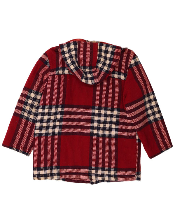 Cappotto con cappuccio da donna BENETTON UK 18 XL lana scozzese rossa