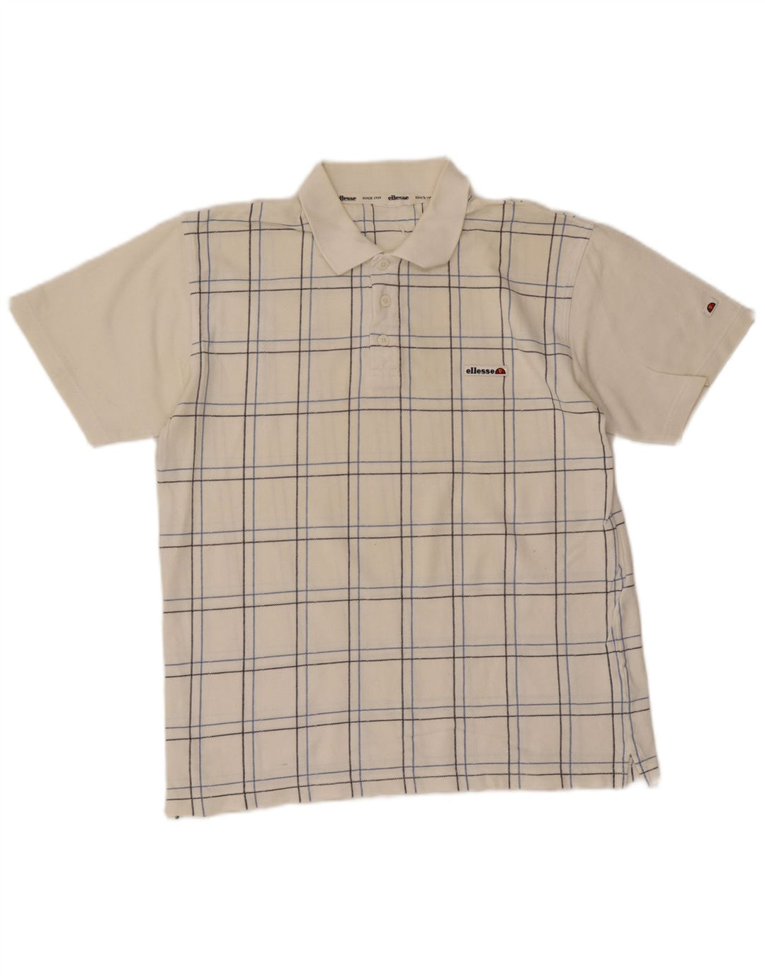Polo da uomo Ellesse in cotone a quadri bianchi medi