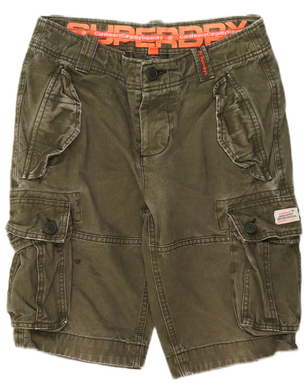 Pantaloncini cargo da uomo SUPERDRY piccoli W29 cotone kaki