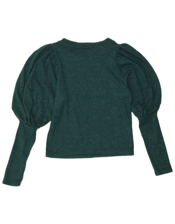 Maglione ZARA da donna con scollo a barca UK 10 piccolo verde