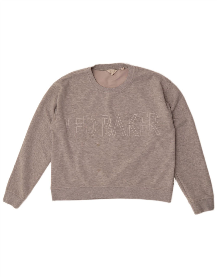 Felpa grafica da donna Ted Baker, taglia 4, grande, grigio chiazzato