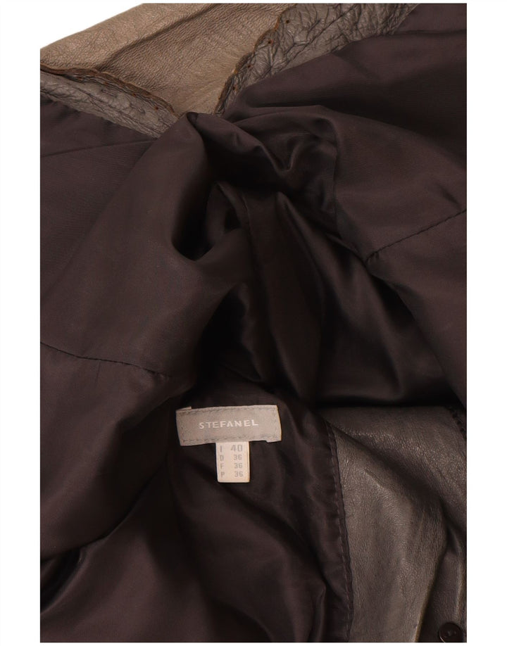 Giacca Blazer in Pelle da Donna a 2 Bottoni Stefanel IT 40 Piccola in Pelle Grigia