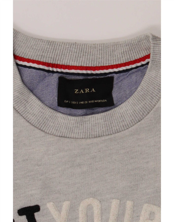 Felpa con grafica Zara da uomo, maglione piccolo grigio