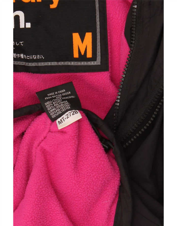 Giacca a vento con cappuccio da donna Superdry UK 14 nylon nero medio