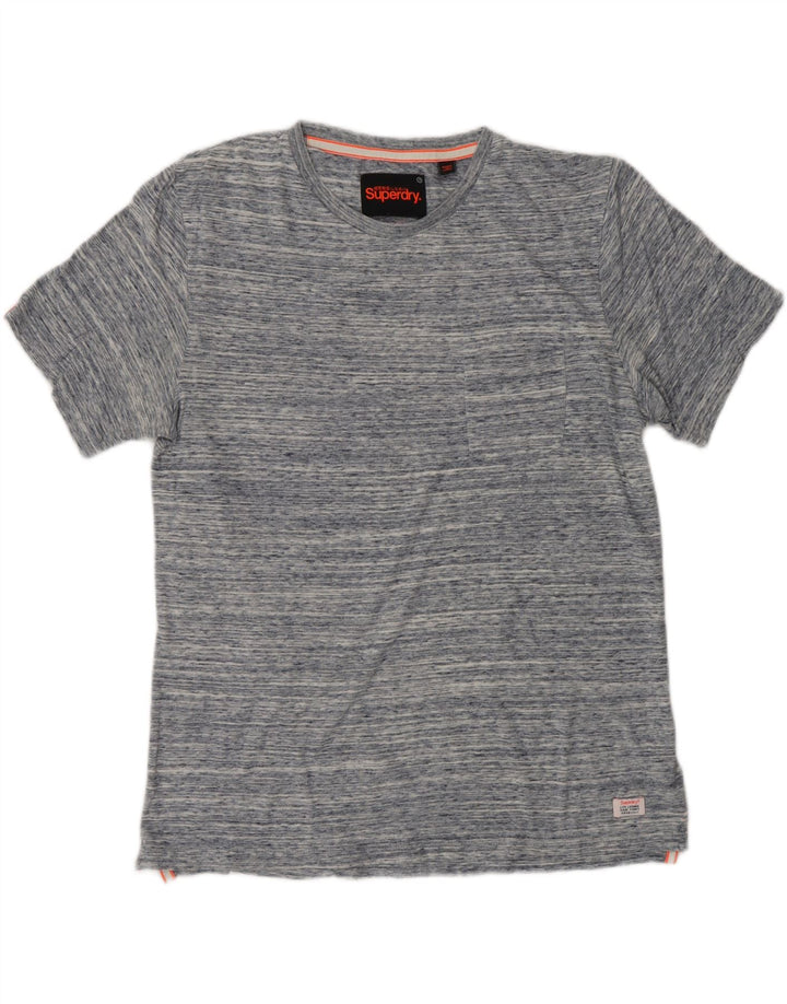 T-shirt da uomo SUPERDRY Top in cotone screziato blu medio