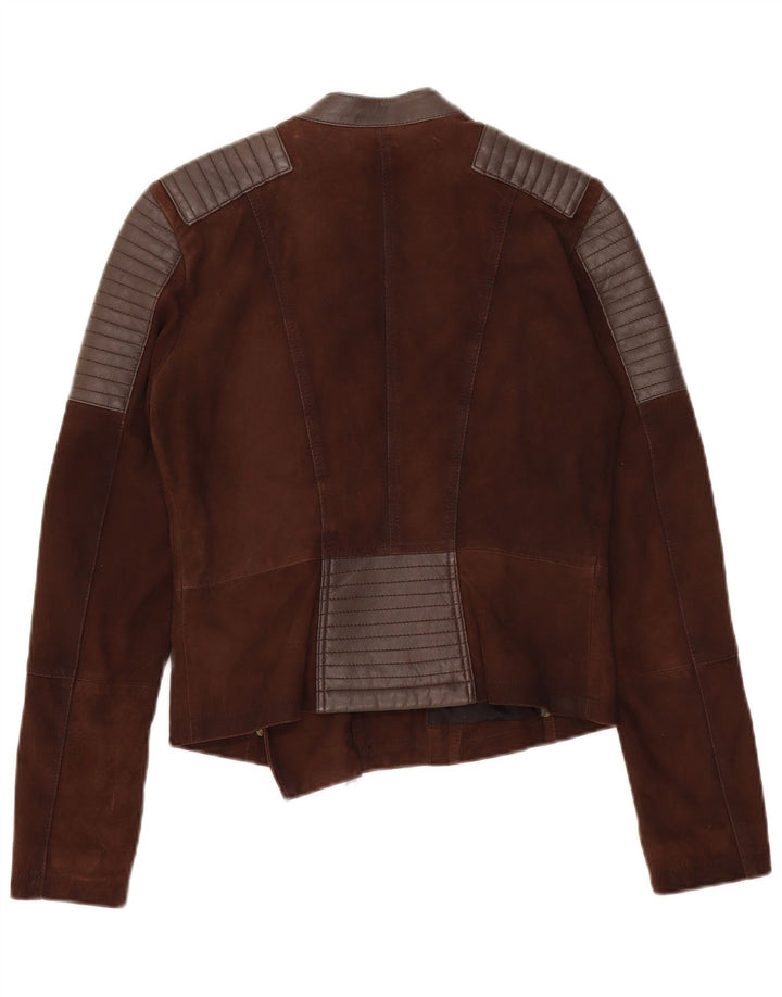 Giacca da motociclista in pelle da donna On Stage IT 38 XS Pelle color block marrone