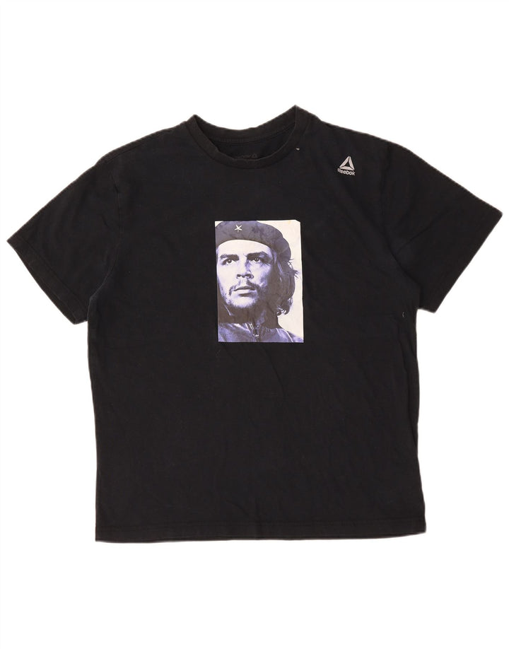 T-shirt grafica da uomo Reebok Top grande in cotone nero
