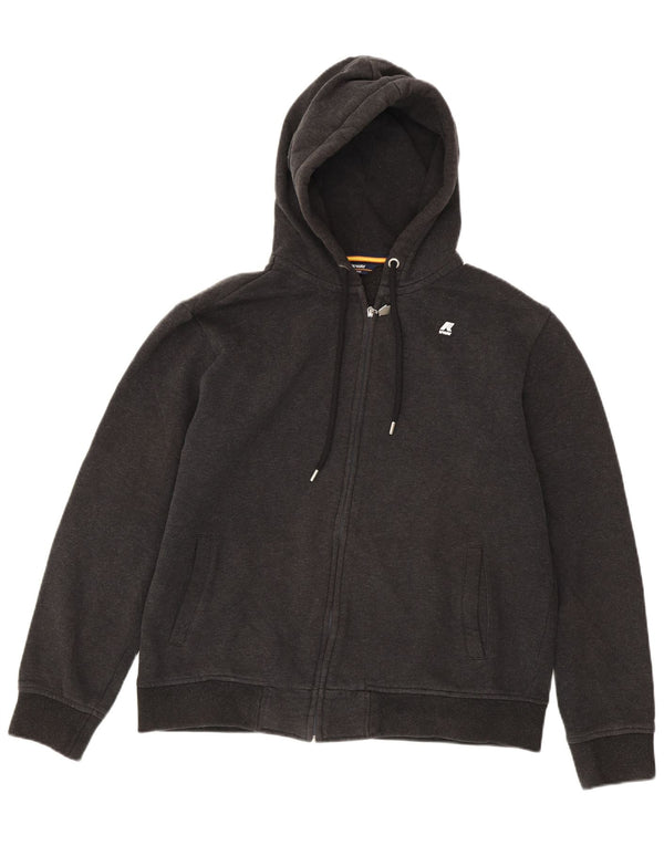 K-Way Mens Zip Hoodie Sweater XL Grey Cotton