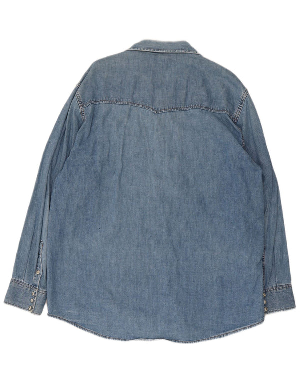 Camicia in denim da uomo Lee grande in cotone blu