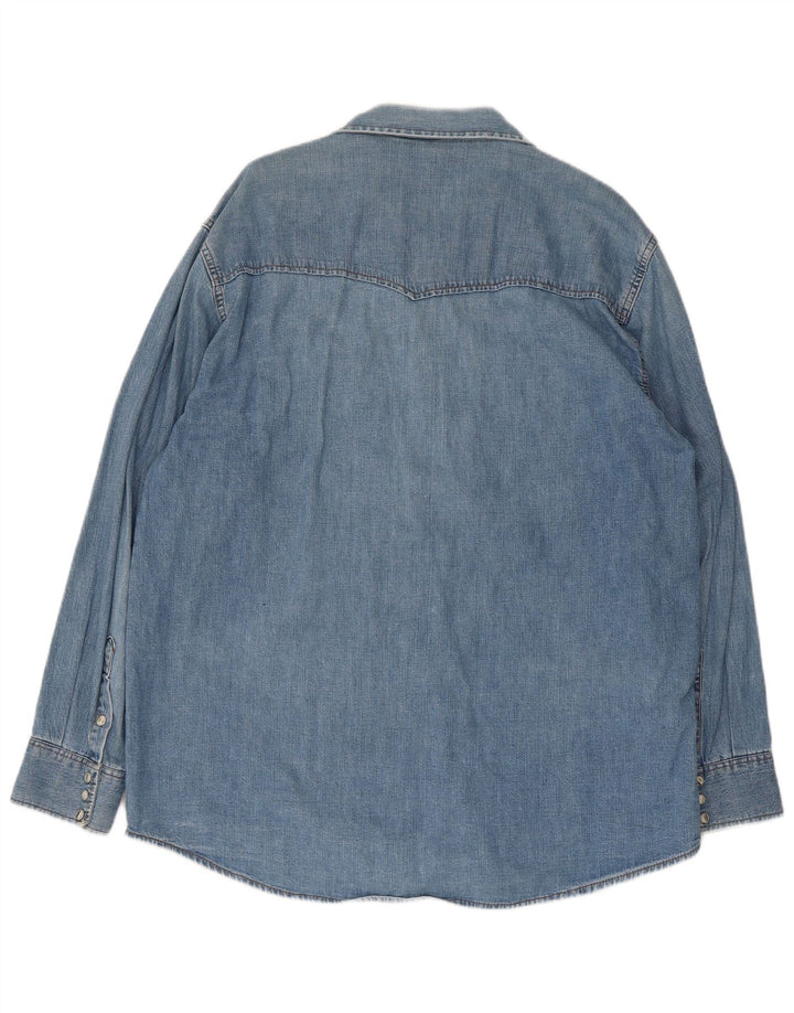 Camicia in denim da uomo Lee grande in cotone blu