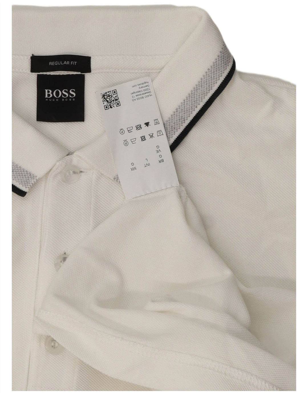 Polo Hugo Boss da uomo vestibilità regolare, taglia grande, in cotone bianco