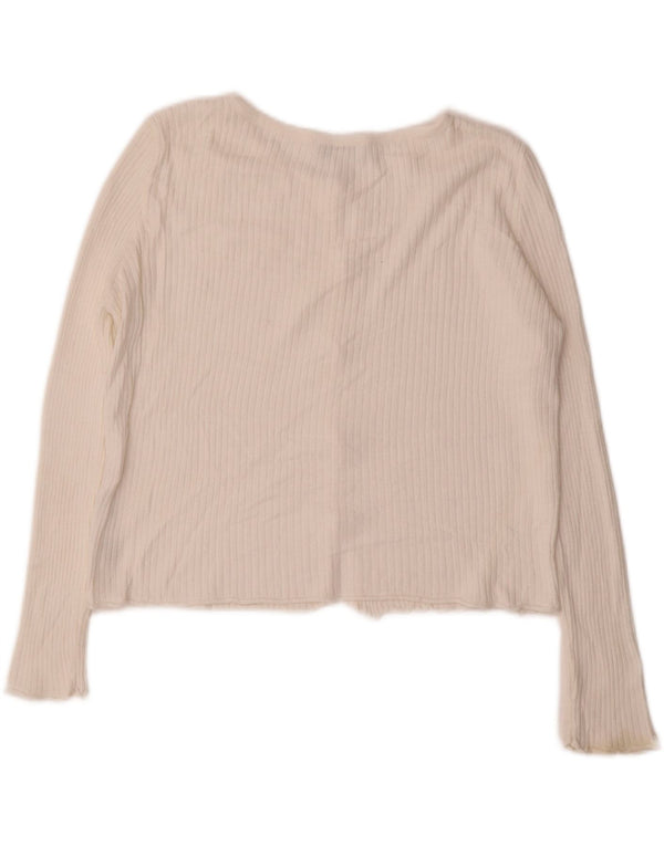 Maglione cardigan corto da donna Topshop UK 6 XS acrilico bianco