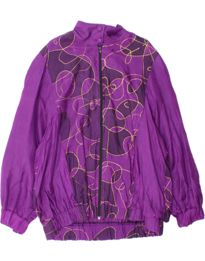 VINTAGE Womens Bomber Jacket UK 20 2XL Purple Geometric Vintage Vintage and Second-Hand Vintage from Messina Hembry 