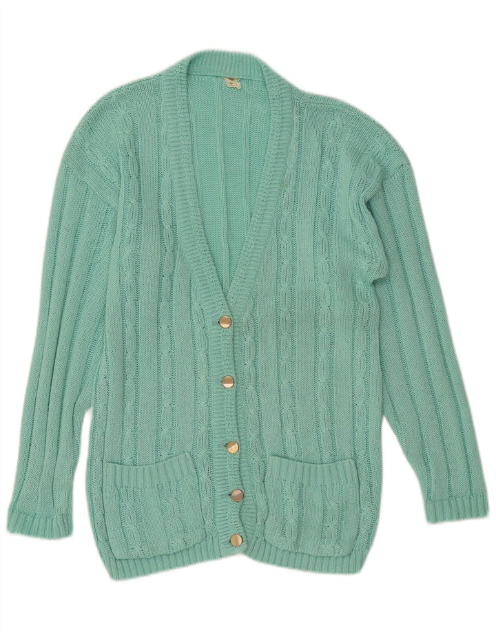Maglione cardigan da donna vintage UK 14 grande verde