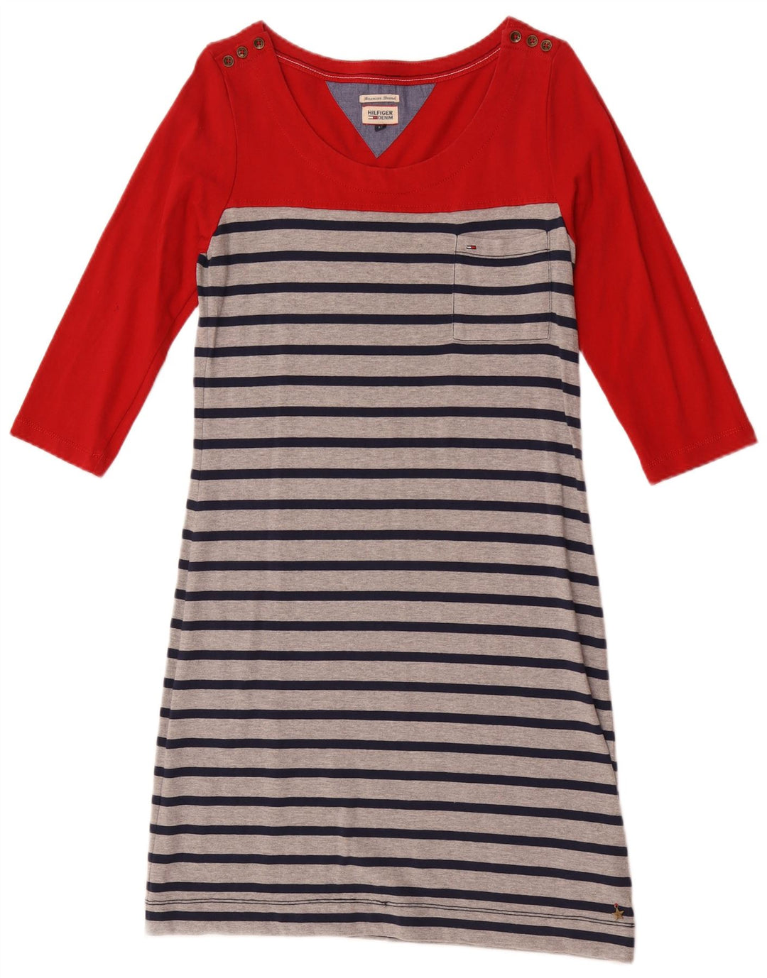 Abito basic da donna con maniche a 3/4 Tommy Hilfiger UK 12 a righe rosse medie