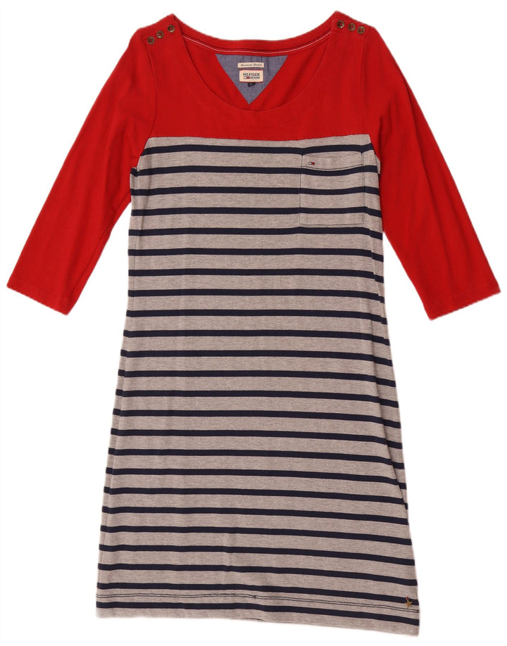 Abito basic da donna con maniche a 3/4 Tommy Hilfiger UK 12 a righe rosse medie