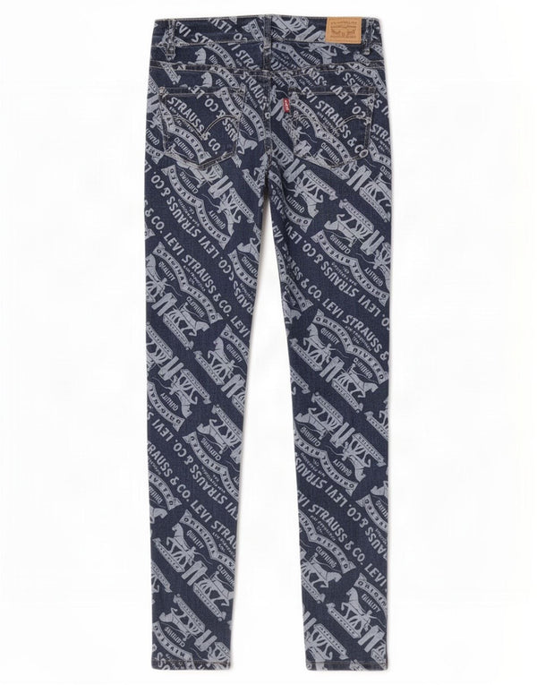 Jeans Levi's Girls 710 Graphic Super Skinny 9-10 anni W24 L26 Blu Navy