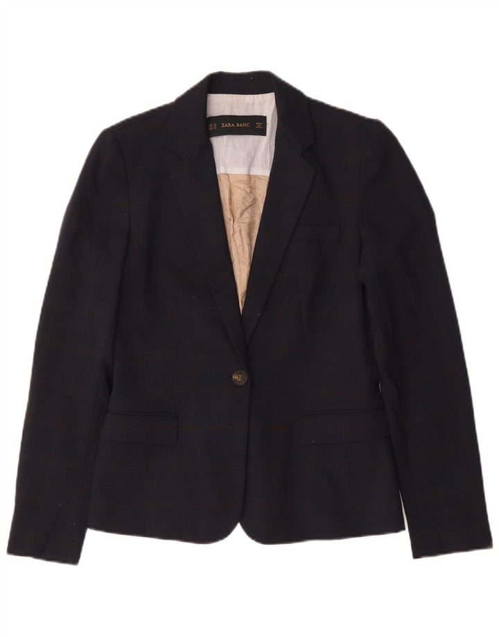 Giacca blazer a 1 bottone da donna Zara UK 6 XS poliestere blu navy