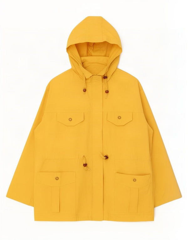 Giacca multiuso con cappuccio da donna vintage UK 20 2XL acrilico giallo