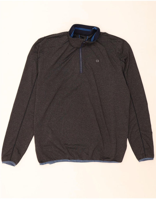 CALVIN KLEIN Top da tuta pullover con zip e collo da uomo XL poliestere grigio