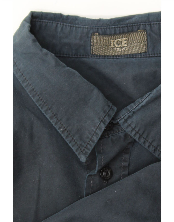 ICEBERG Mens Shirt Medium Navy Blue Vintage Iceberg and Second-Hand Iceberg from Messina Hembry 