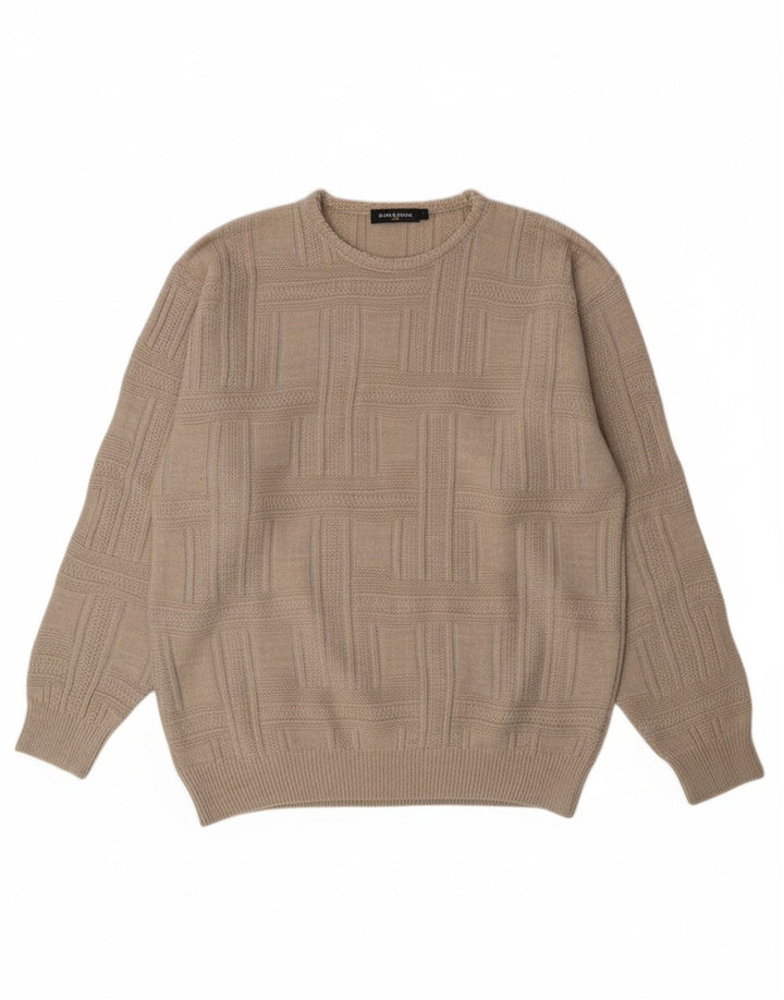NICK TAYLOR Mens Crew Neck Jumper Sweater Medium Grey Acrylic