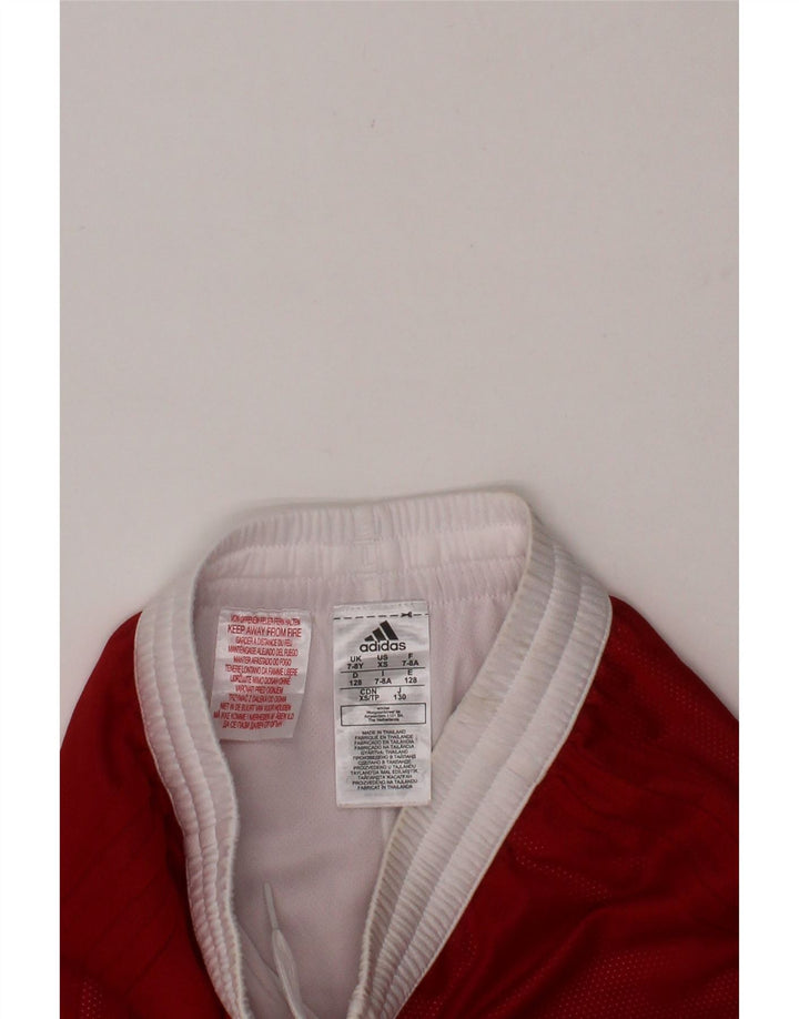 ADIDAS Boys Sport Shorts 7-8 Years  Red Colourblock Polyester Vintage Adidas and Second-Hand Adidas from Messina Hembry 