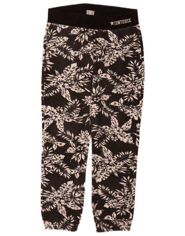 Converse Pantaloni da tuta da donna Joggers UK 14 Large Black Floral Cotton