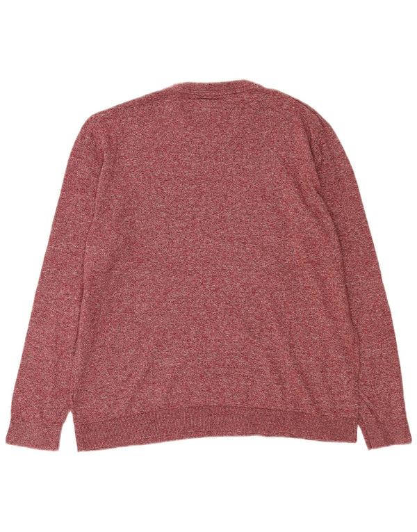 Maglione maglione girocollo da uomo Tommy Hilfiger XL in cotone screziato bordeaux