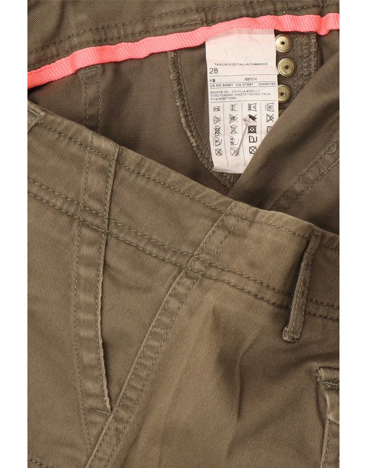 Pantaloni caldi denim da donna Benetton W28 cotone kaki medio