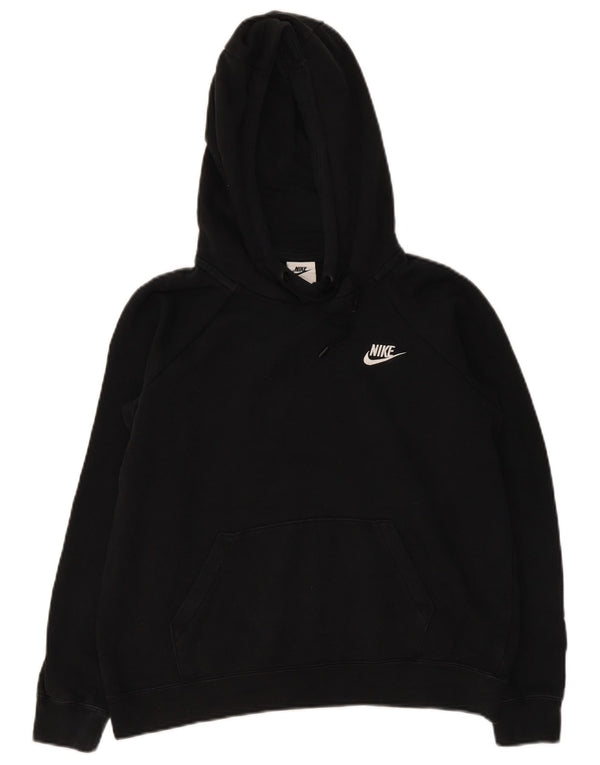 Felpa con cappuccio oversize corta da donna Nike UK 14 cotone nero medio