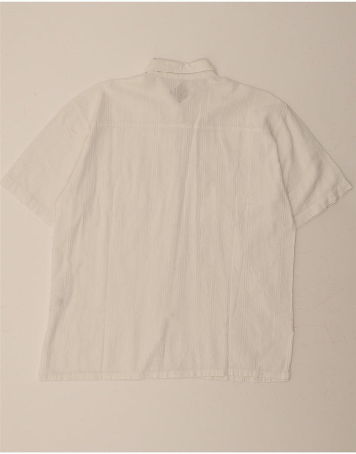 VINTAGE Mens Short Sleeve Shirt Large White Cotton Vintage Vintage and Second-Hand Vintage from Messina Hembry 
