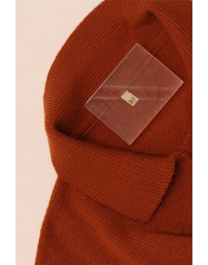 Maglione vintage da uomo con collo alto IT 50 a righe marrone medio