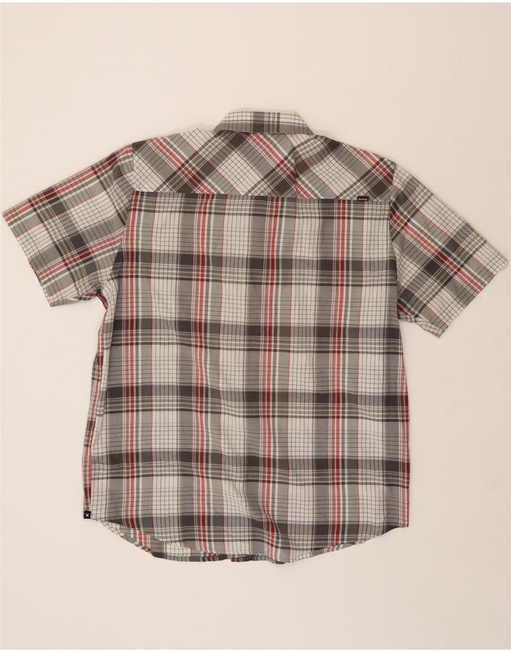 HURLEY Mens Short Sleeve Shirt XL Grey Check Cotton Vintage Hurley and Second-Hand Hurley from Messina Hembry 