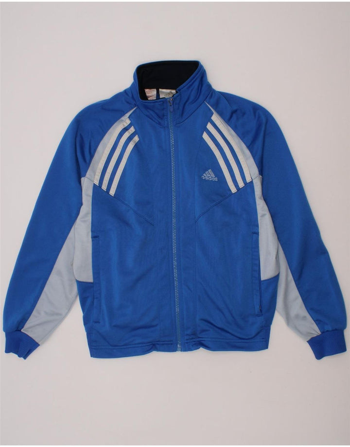 ADIDAS Boys Tracksuit Top Jacket 9-10 Years Blue Colourblock Polyester Vintage Adidas and Second-Hand Adidas from Messina Hembry 