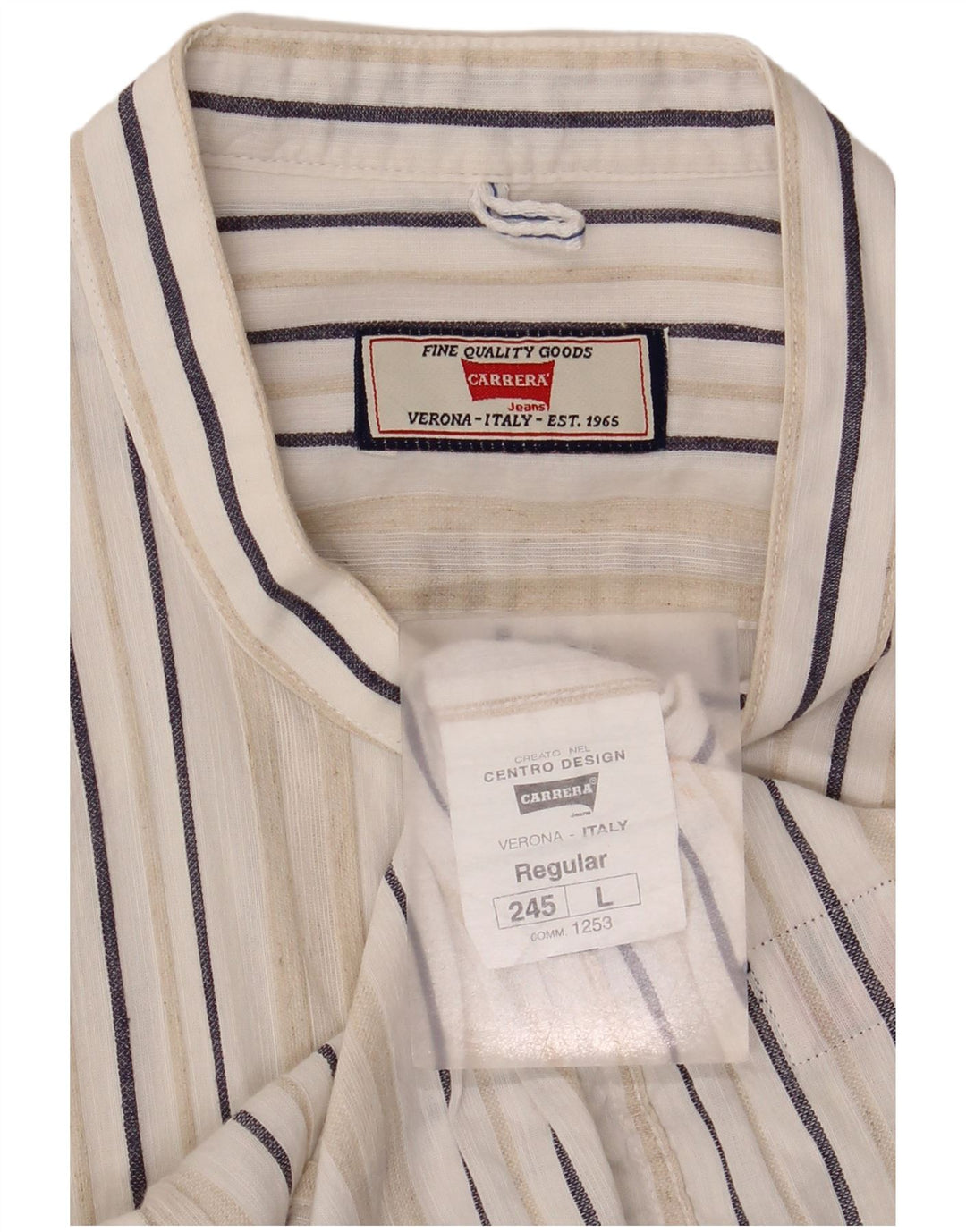 Camicia Carrera da uomo con vestibilità regolare, lino a righe bianche di grandi dimensioni