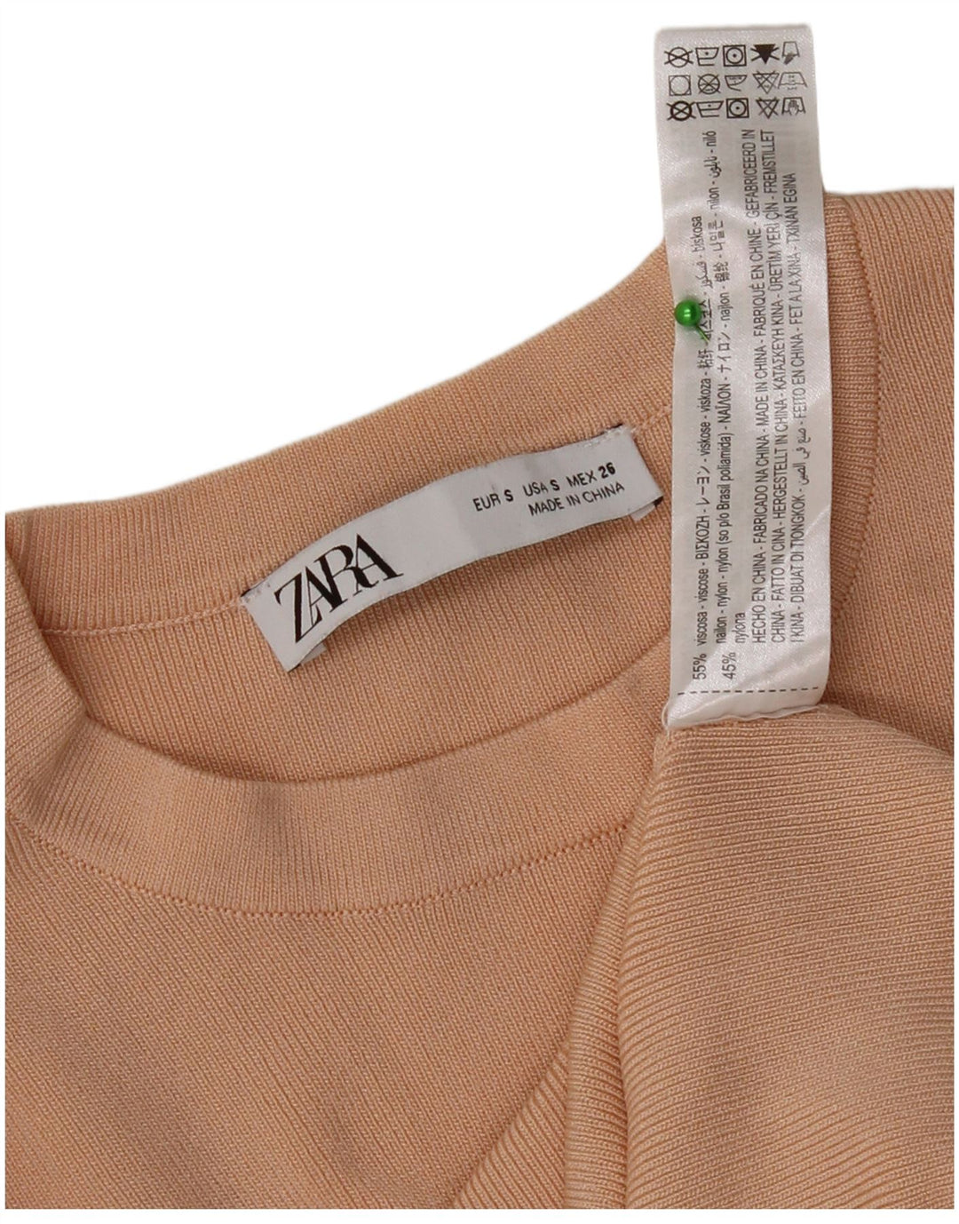 Top Zara da donna a maniche lunghe UK 8 Small Beige Viscosa