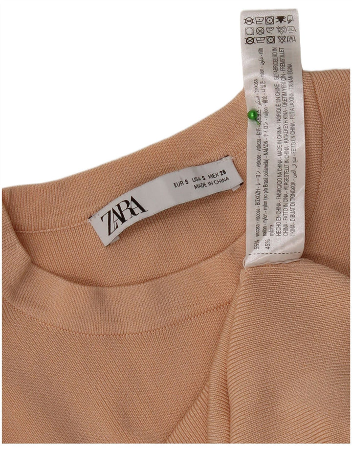 Top Zara da donna a maniche lunghe UK 8 Small Beige Viscosa