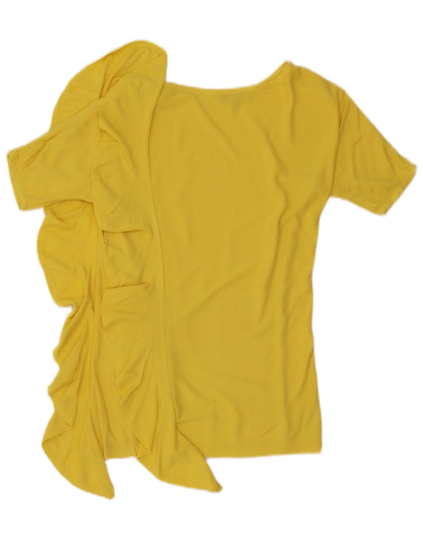 Laura Ashley Camicetta da donna con volant sul davanti UK 10 Small Rayon giallo