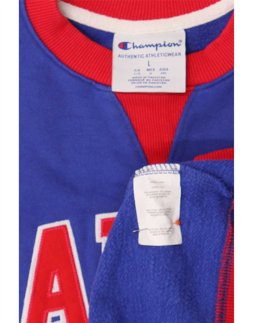 Felpa da uomo con grafica Champion Kansas, maglione grande, color block blu