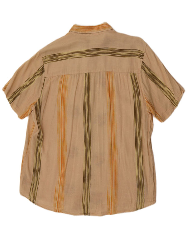Camicia vintage da uomo a maniche corte grande floreale beige