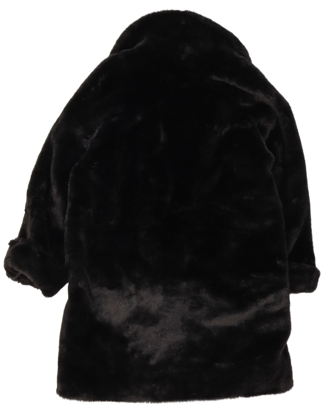 COLLECTION Womens Oversized Faux Fur Overcoat UK 14 Large  Black Modacryl
