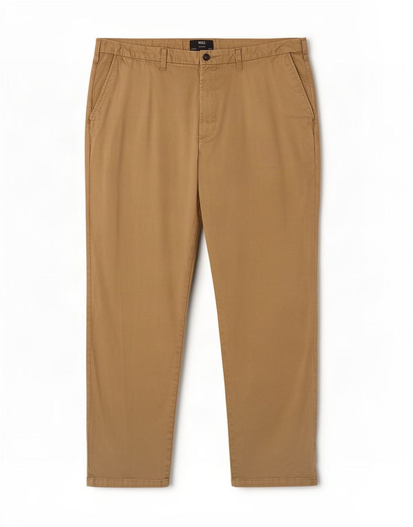 Pantaloni chino dritti da uomo Marks & Spencer W42 L31 cotone beige